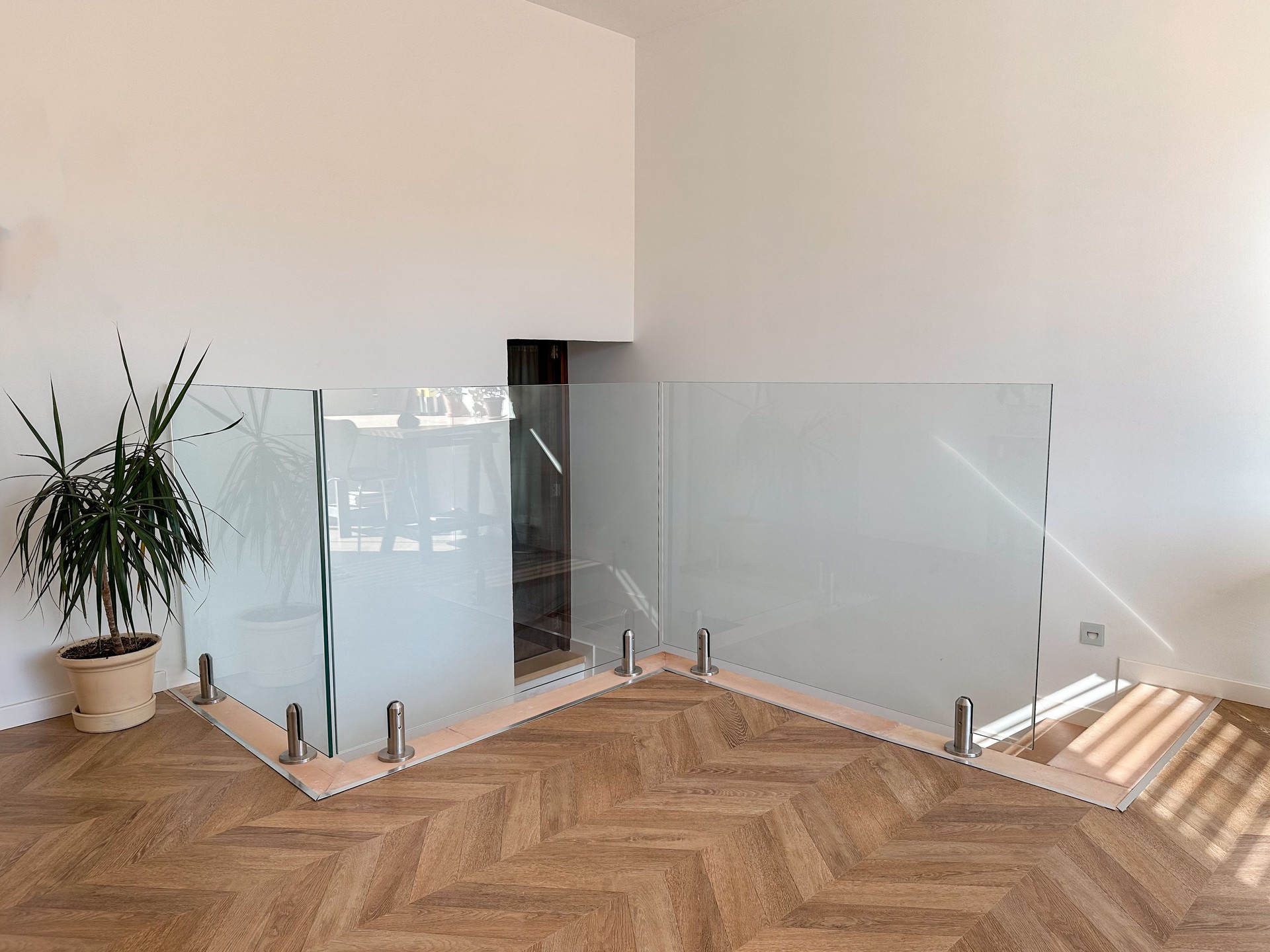 Glass railing at home